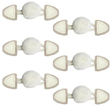 DEANKEJI 6 Paar Lederknöpfe,Gebrochenes Weiß,Hochwertiges Leder | Leder Pompon,Robust & Langlebig,Elegantes Cremeweiß,Einfach Aufnähen,Für Cardigan,Mantel,Handtasche,DIY,Jacke