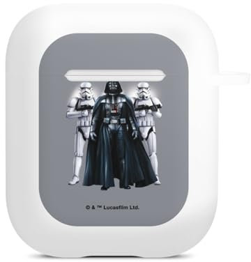 Hülle mit Karabiner kompatibel mit Apple AirPods (2. Generation) Case weiß Schutzhülle mit Schlüsselanhänger Darth Vader Stormtrooper Star Wars