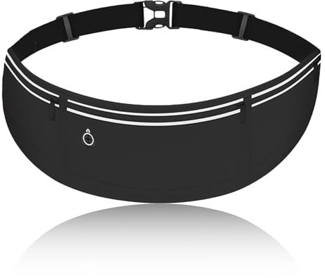 Laufgürtel Schwarz Handytasche Joggen,Laufgürtel Handy Einstellbar Lauftasche Jogging,Running Belt Geeignet zum Joggen, Radfahren, Fitness, Walking, Geeignet für Jungen und Mädchen(Mit 3 Taschen)