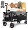 HIKENTURE Bollerwagen Faltbar 135L, Faltbarer Bollerwagen 150KG Belastbar, Transportwagen Klappbar mit Bremen, Klappbarer Handwagen für Camping Strand, Faltbollerwagen Einkaufstrolley Schwarzgrau