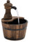 Outsunny Fontana d'acqua in legno fontana da giardino a cascata con pompa elettrica e presa d'acqua regolabile per decorazione patio terrazza 27 x 27 x 37 cm naturale