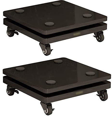 Speaker Isolation Stand with 2 Floors for Improved Sound Quality and Stability Subwoofer Isolation Feet Platform with Stabilizer Base Mobile Speaker Stand on Wheels (Black 35x40cm)