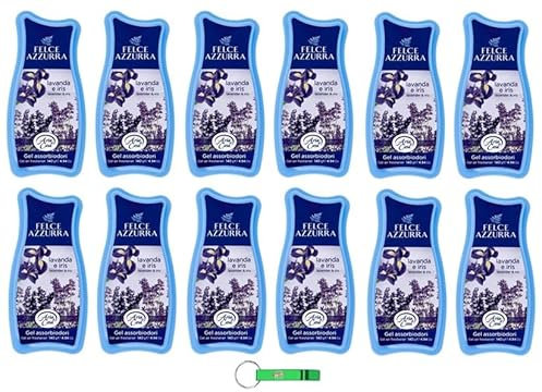 Felce Azzurra - 12 deodorante gel – Assorbente con lavanda iris, 140 g + portachiavi Beni Culinari