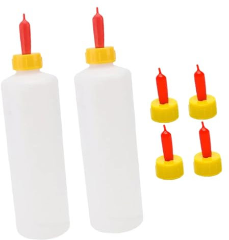 Toddmomy 2 Sets Lamb Milk Bottles and Goat Milk Feeders for Farm Small Animals 500ml Each 3 Replaceable Nipples Suitable for Newborn Lambs and Goats Animal Feeder Nursing Bottles