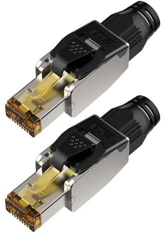 2 Pièce Cat 8 Connecteur RJ45 Sans Outil, 40 GBit/s Fiche Ethernet RJ45 Male Blindée en Zinc, CAT 8 Prise Réseau 20000 MHz pour CAT 8/7/6 Mural