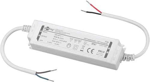 goobay LED-Trafo 24V (DC), 60W, IP67, nicht dimmbar, 24V Netzteil, Trafo für Outdoor- und Feuchtraumbereich, ideal für Bad-, Garten-, Teich- und Poolbeleuchtung, 74769