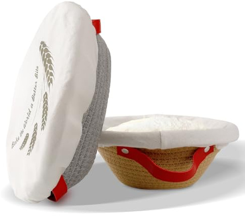 2 Stück Gärkörbchen, Gärkorb, Brot Backen Zubehör, Gärkörbchen Oval mit Waschbarem Leineneinsatz, Sauerteig Startet Set, Brotbackset für Professionelle und Häusliche Bäcker, Brotbacken
