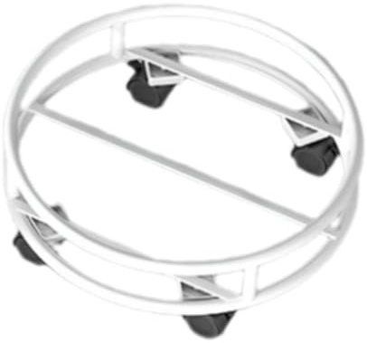 Harilla Topfpflanzenständer mit Rollen, Pflanzenroller, Topfpflanzenhalter, Regal, rund, modern, feststellbare Rollen für Balkon, Esszimmer, Weiß