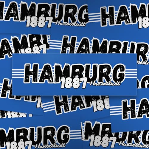 Fan-Kultur Xperience 100x Hamburg Sticker/Aufkleber '1887'/ Hansestadt/Fußball Fanartikel/ 14,8x5,0 cm/PVC/wetterfest