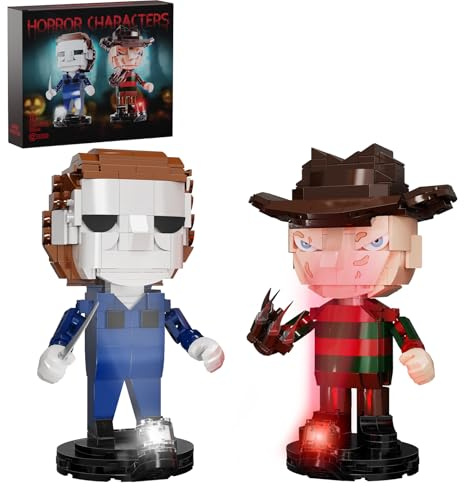 Millionspring Horror Figures with LED Light Building Block Set,Horror Toy Gift for Halloween,Teenagers and Adults(625pcs)