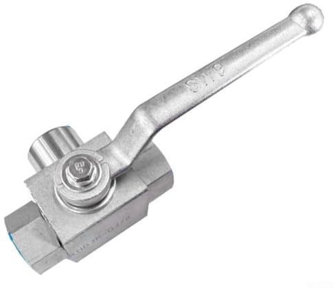 3-Wege-Hydraulik-Kugelhahn, Hochdruck, 500 bar, Karbonstahl, Absperrventil mit L-Loch-Design für Wasser, Öl, Gas, industrielle Anwendungen (G3/8)