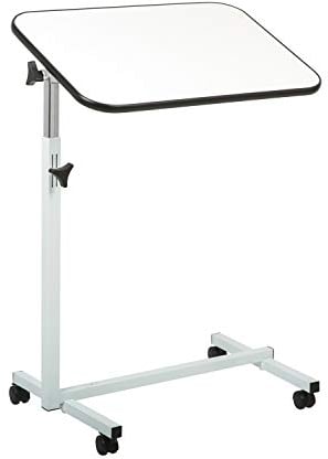 Pflegetisch, Beistelltisch, Betttisch, Bett-Tisch, weiß - grau