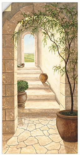 ARTland Wanddeko Wandtattoo selbstklebende Vinylfolie 75x150 cm Toskana Durchgang Mediterran Malerei Kunst T4BF