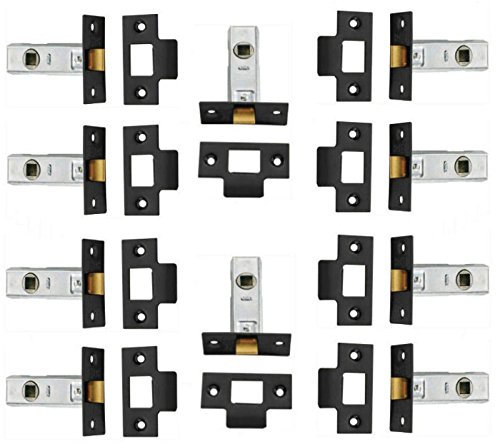 High Quality Pack of 10 Tubular Mortice Door Latch/Latches Black 64mm ( 2 1/2) Catch+ Screws
