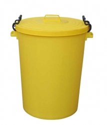 Chabrias Ltd Heavy Duty 110 Litre Yellow UK Made Plastic Bin Dustbin, Indoor or Outdoor with Locking Clip Lid for Home Garden Rubbish Waste Animal Feed