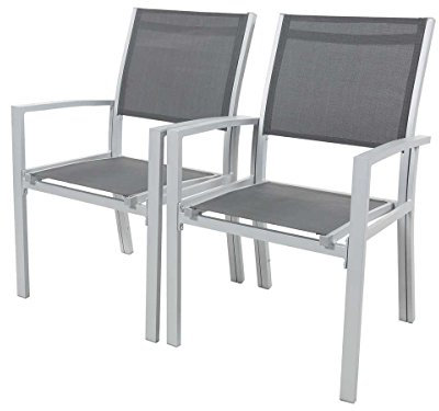 habitat et jardin Gartenstuhl Tropic Alu/Textilene - Phoenix - Dunkelgrau - 2er-Set