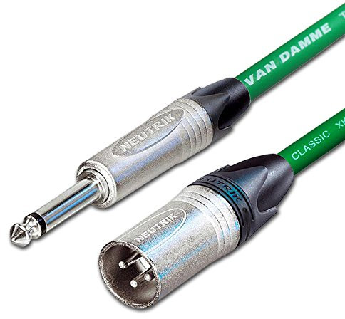Van Damme Mono Jack to Male XLR lead. Guitar/Mixer/DI Cable. Neutrik NP2X (3m, Green)