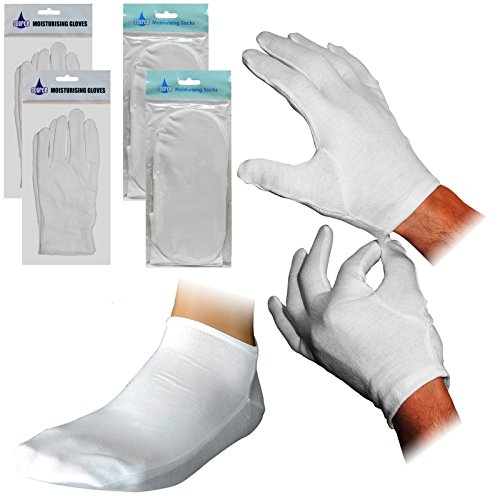 2 pares de guantes hidratantes de belleza + 2 pares de calcetines para retener la humedad por la noche