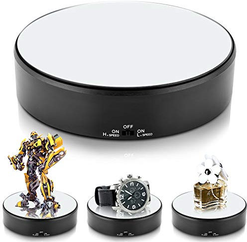 Ejoyous 360 Degree Rotating Display Stand, Adjustable Speed Electric Rotating Turntable with Mirror Coating for Display Jewelry, Watches