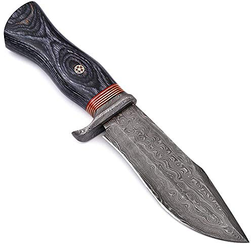 PAL 2000 Bellissimo coltello da cucina in acciaio damasco, fatto a mano, con custodia in pelle, manico in palissandro, motivo per girare la casa e l'esterno Srjs 9159