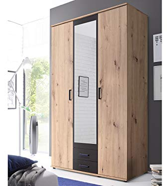 möbelando Kleiderschrank Drehtürenschrank Holzrschrank Schrank Schlafzimmer Cilli I