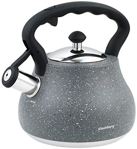 2.7L Grey Marble Whistling Kettle for Gas/Induction/All Hobs