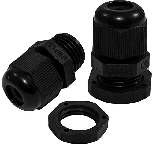 Lumonic 10x Kabelverschraubung M16 PG9 IP67 metrisch d5-9mm I Kabeldurchführung wasserdicht in schwarz I Verschraubungen, Schlauchdurchführung M16 PG9