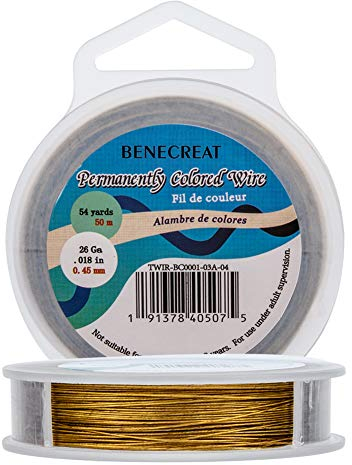BENECREAT 50m 0.45mm Alambre de Acero Inoxidable (Oro) Cable Metálico Trenzado por 7 Hilos Accesorios de Manualidad para Diseño de Bisutería