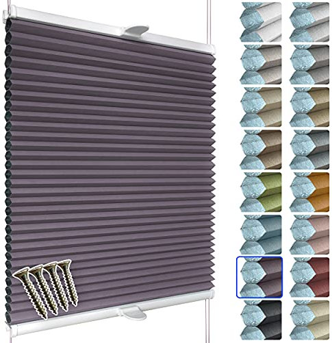 SchattenFreude Waben-Plissee nach Maß für Fenster & Tür | 100% verdunkelnd/Blackout | Zum Anschrauben in der Glasleiste | Violett (Weiße Rückseite), Breite: 50-70cm x Höhe: 30-100cm