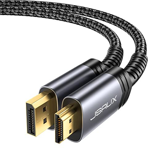 JSAUX 4K DisplayPort to HDMI Cable, 1M High Speed Gold-Plated DP(Male) to HDMI(Male) Lead 4K 30Hz with Audio and Video Compatible with PC/Laptop, Monitors/Projector/HDTV, Lenovo, Dell, HP - Grey