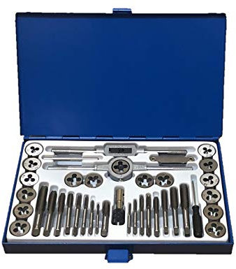 EN-227390 Set Kit Filiera 40 Pezzi in Cassetta Filiere Maschi e Femmine Filettatura