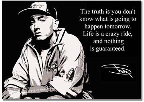 Eminem inspirierendes Poster mit Kopie des Autogramms #1, A3, ungerahmt mit amerikanischem Rapper Musikstars, Crazy Life Zitat, Fotobild