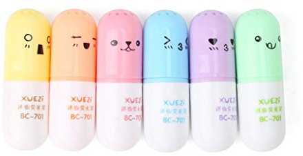 U/K 6 x evidenziatori fluorescenti Kawaii per bambini 3 comodi e pratici
