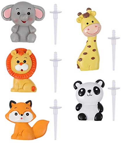 TOYANDONA 5Pcs Jungle, Zoo Animal Cake Toppers Jungle Animals Cake Decorations for Baby Showers Birthday Party