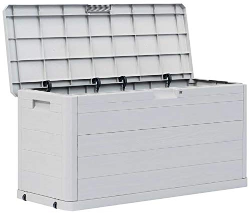 Festnight Auflagenbox Wasserdicht Garten-Aufbewahrungsbox 280 L Gartenschrank Wetterfest Gartenbox Box Outdoor Truhe Balkon Aufbewahrungstruhe Sitzauflagen Box Wasserdicht Hellgrau