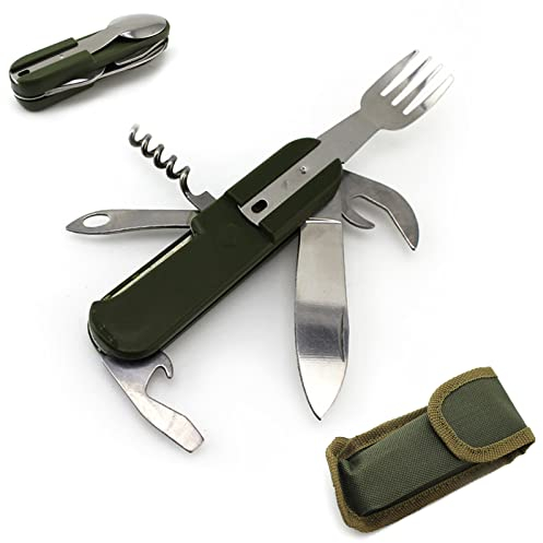 FANSEZQ Couteau Pliant Multifonctionnel extérieur, Couverts Pliables, Vaisselle de Camping en Acier Inoxydable, Ensemble de Couverts pliants, Adapté pour Les Pique-niques et Les Aventure