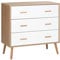 HOMCOM Kommode mit 3 Schubladen Sideboard Schubladenkommode Schrank Mehrzweckschrank Wohnzimmer Esszimmer Skandi-Design Weiß+Natur 80 x 39 x 80 cm
