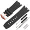 CWYTTZQ 28 mm Gummi-Uhrenarmband für AP-Uhren Herren 15703 15710 Outdoor-Sport-Armband Zubehör Uhrenarmband (schwarze rotgoldene Schnalle)