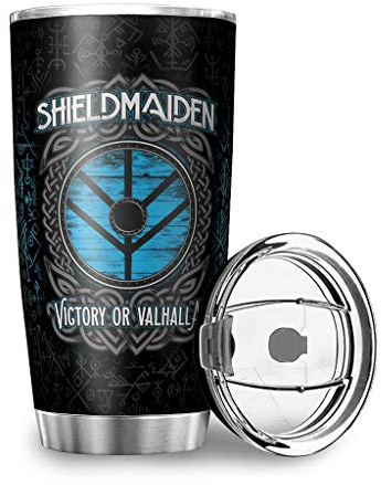 Zbbfwu Wikinger Schildmaid Sieg Valhalla Kaffeebecher to go Thermobecher Edelstahl Auslaufsicher Kaffeetasse Reisebecher white10 600ml