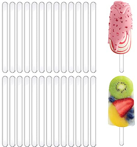 50 Stück Acryl Popsicle Stick 11,4 cm Cakesicle Sticks Wiederverwendbare Spiegel Eiscreme Sticks Transparente Eis Pop Sticks Klare Acrylstäbe für DIY Handwerk