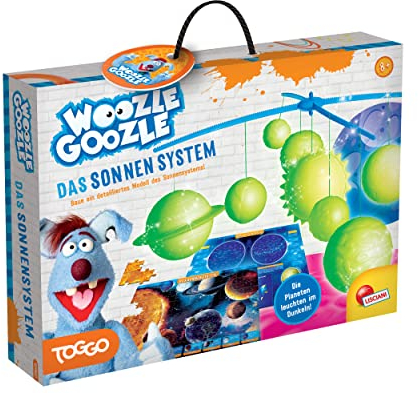 Lisciani - WOOZLE GOOZLE Das Sonnen System - Experimentierkasten ab 8 Jahren - Erkunde die Astronomie und baue eine 3D-Nachbildung des Sonnensystems zum Aufhängen - Puzzle mit doppelseitigen Motiven.