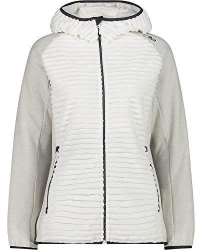 CMP - Giacca in Pile Highloft da Donna con Cappuccio Fisso, B.Co Gesso, 44