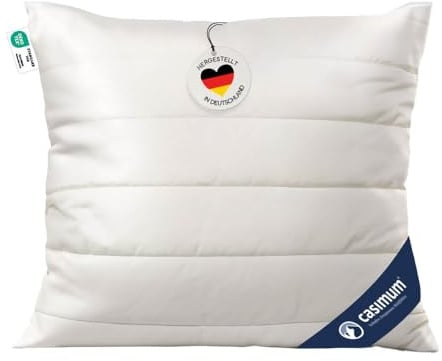 casimum 3-Kammer Comfort Faserkissen, Füllung: 3D-Hohlfaser (Außen) und hochbauschiger Faserflaum (Innen), allergikerfreundlich, für Rücken- und Seitenschläfer (80 x 80 cm)