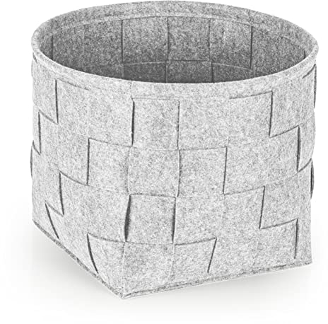 N8WERK Filz-Aufbewahrungskorb 32x32x32cm | Ideal zur Aufbewahrung von Kaminholz & Zeitschriften | Strapazierfähig & vielseitig | Faltbarer Aufbewahrungskorb passend für Regale [Hellgrau]