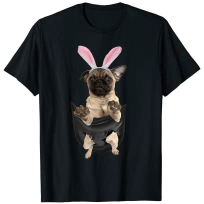 Mops in der Tasche, lustiger Osterhase, Mops, Hundeliebhaber, Geschenke T-Shirt