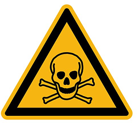 Aufkleber Gefahr Warnung NF ISO 7010 - Selbstklebende Plastifizierte Dreiecksplatte Wasser- und UV-beständig - Giftige Materialien - 5x5 cm