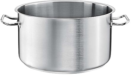 TOMGAST Topf Durchmesser: 24 cm Höhe: 15 cm Fassungsvermögen: 6,5 l | Edelstahl 18/10 | Wandstärke 1 mm bis 1,2 mm | Ausgeschlagener Aluminium-Stahl-Boden | Induktion