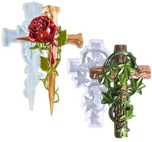 Cjeuxnr Kreuz-Silikonform, 3D-Kreuzharz-Formen, DIY, Epoxidharz, Gießen, Statue, Formen für Harzguss, Handwerk, Heimdekoration (2 Stück)