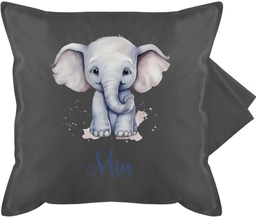 Kissenbezug - Zootiere - Elefant Dickhäuter Grauer Riese Rüsseltier - 50 x 50 cm - Grau - kopfkissenbezug kissen elefanten geschenke kuschelkissen für couch elefantenmotiv sofakissenbezug