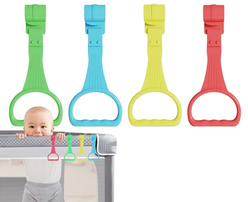 Generisch Baby-Laufstall-Zugringe | 4 Stück Baby-Gehübungen-Assistent-Zugringe für das Kinderbett - Bequeme und ergonomische Bett-Aufstehringe für Aktivitäts- und Gehtrainingsgeräte